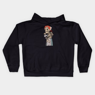 Cartoon Skeleton Gamer Sitting on a Tombstone Kids Hoodie